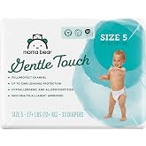 Amazon Brand - Mama Bear Gentle Touch Diapers, Size 5, 33 Count, 12 Hours Protection, Hypoallergenic, Wetness Indicator, Stretchy Waistband
