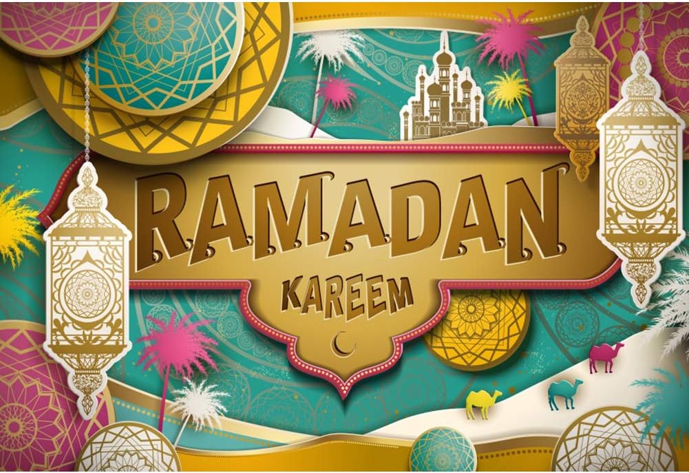 DORCEV 5x4ft Ramamdan Kareem Photography Backdrop Cartoon Mosque Ramadan Muslim Islam Religion Arabic Islamic Pray Ramadan Istanbul Crescent Holy Adult Artistic Photo Studio Props