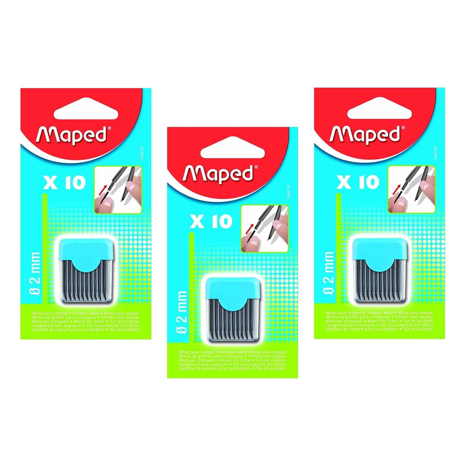 Pack of 3 Packs of 10 HB 2 mm Compass Leads