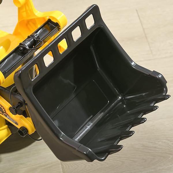 HOMCOM RIDE ON EXCAVATOR, KIDS BULLDOZER PULL CART WITH HORN, UNDER SEAT STORAGE, SIT AND SCOOT PRETEND PLAY TOY CONSTRUCTION CAR FOR AGES 18-48 MONTHS