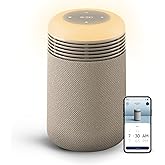BLUEAIR Purifier for Bedroom - Mini Restful - Sunrise Clock with HEPASilent Filtration and Wake Up Light - Cleans Air and Supports Circadian Rhythm - USB-C and App Connectivity, Beige