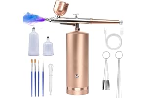 GEDSTMDRK Airbrush Kit With Compressor - 48PSI Rechargeable Cordless Non-Clogging High-Pressure Air Brush Set with 0.3mm Nozzle and Cleaning Brush Set for Nail Art, Makeup, Painting, Cake Decor