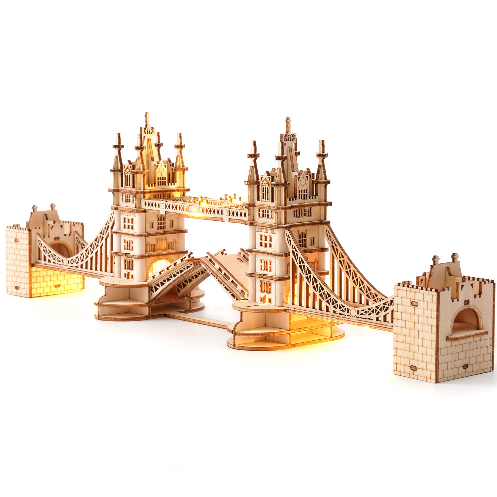 ROBOTIME Tower Bridge Wooden Model Kits for Adult 3D Puzzle to Build Your Own Laser Cut Jigsaw Building Construction Crafts Kits