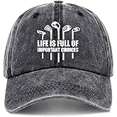 zcyhtqp, Life is Full of Important Choices, Funny Golfer Baseball Cap, Funny Golf Hats with Sayings, Humor Caps, Adjustable Cotton Baseball Cap Black