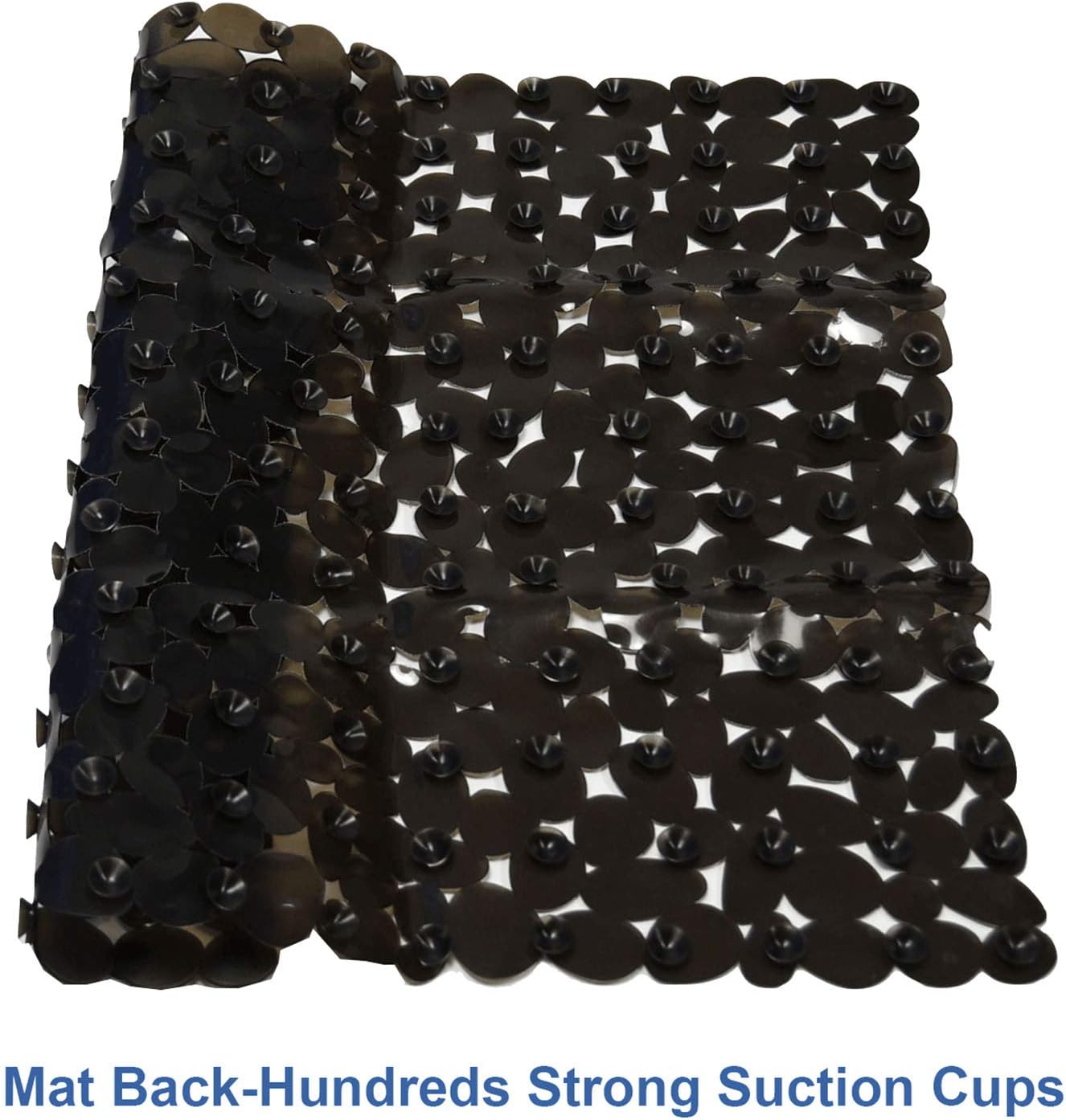 Bathsafe Anti-slip Square Pebbles Shower Mat Extra Large Anti-Bacterial Safety Bath Mat Suction Mat for Shower or Tub,Non-slip Bathtub Mat,54x54CM,Black - Image 4