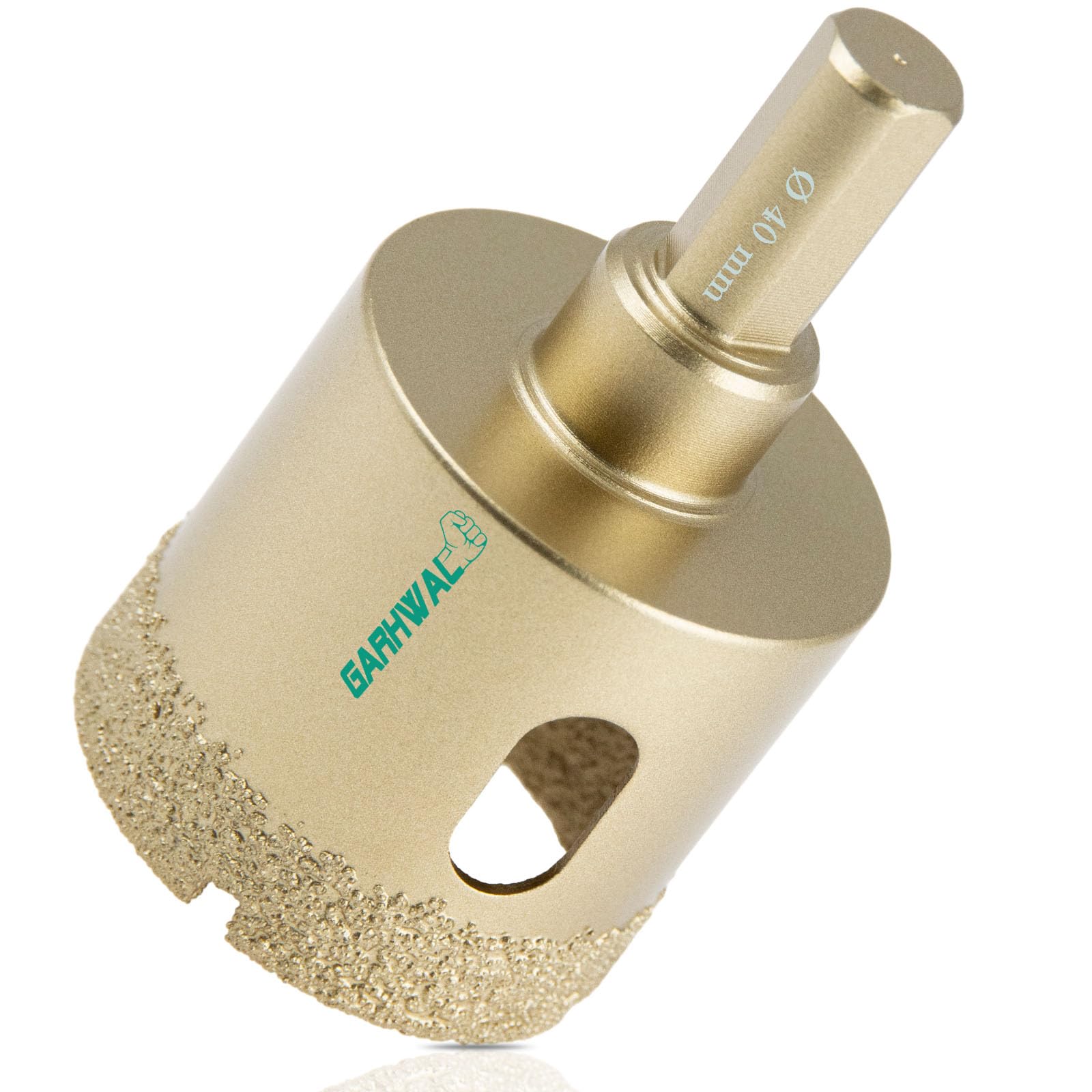 GARHWAL Vacuum Brazed Diamond Hole Saw Core Drill Bit - Ideal Hole Cutter for Tile, Ceramic, Porcelain, Brick, Stone, Glass, and Granite (Diamond Hole Saw Diameter 40mm)