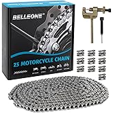 Belleone #25 Roller Chain - 10 Feet #25 Chain with 10 Connecting Links & Chain Breaker for Go Karts, Mini Bikes, Scooters, Dirt Bikes, Razor Motorcycles, Pocket Bike and Bycicles - 480 Links