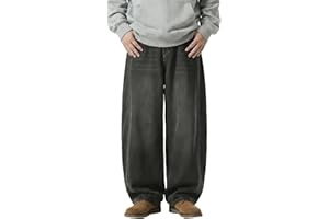 Mens Baggy Jeans Y2k Wide Leg Loose Fit Denim Pants Streetwear Washed Hip Hop Jeans Casual Skate Trousers