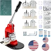Happizza Button Maker Machine Multiple Sizes, Button Pin Maker 1+1.25+2.25 inch, Interchangeable Button-models Badge Button Press Machine with 300 Sets Button Maker Supplies &amp;Circle Cutter&amp;Cutting Mat