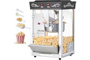 VEVOR Popcorn Machine, 8oz Stainless Steel Kettle, 800W Commercial Countertop Popcorn Maker, 48 Cups per Batch Theater Style 