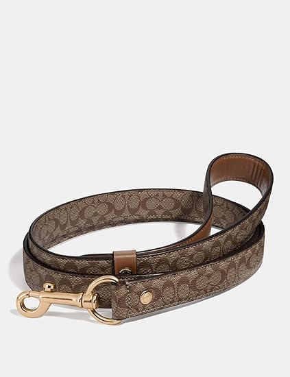 Coach large pet dog collar signature crossgrain leather gold khaki saddle f26907 Clearance