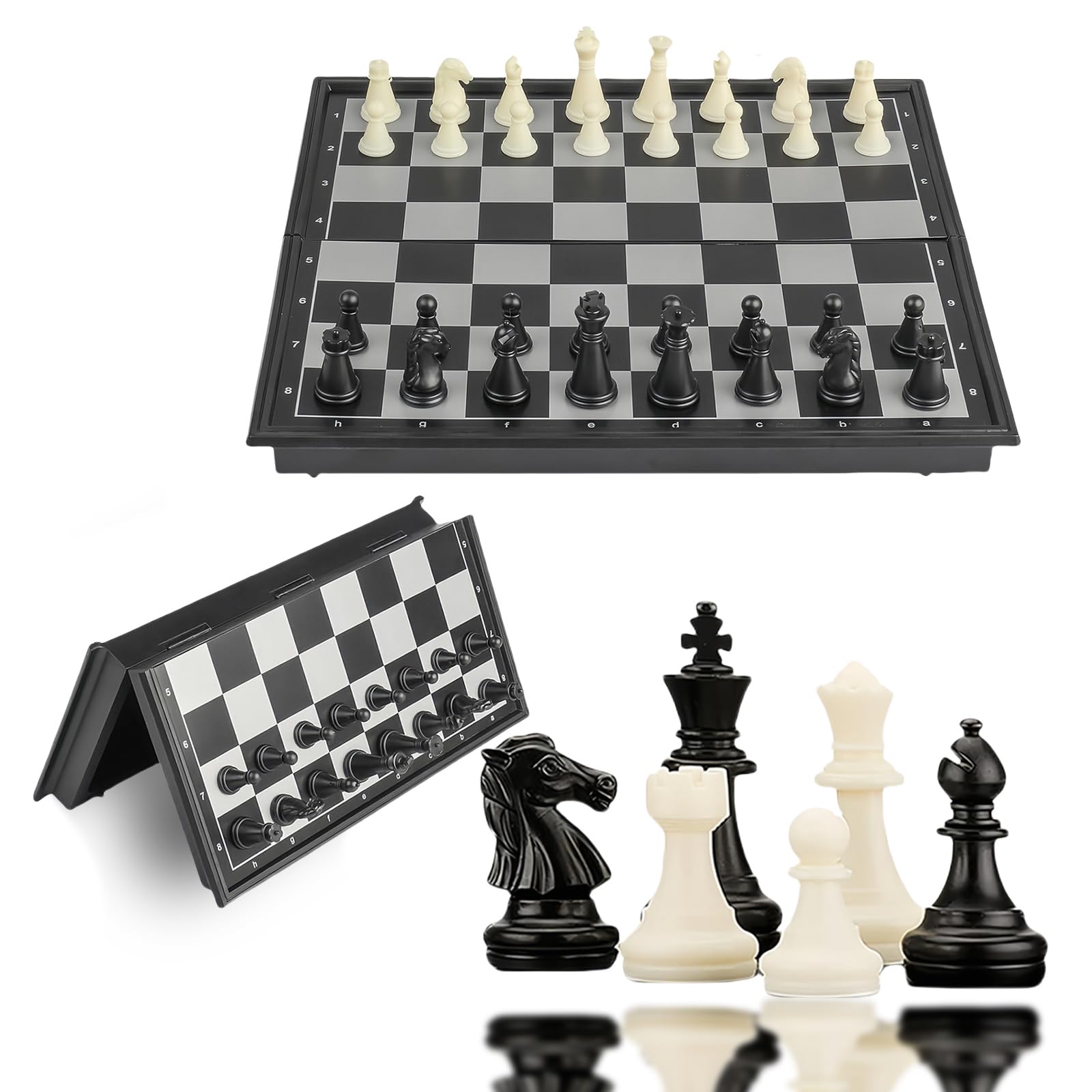 Cestamor Magnetic Chess Board Set - 25x25cm Portable Travel Traditional Strategy Game With Folding Board and Pieces for Kids, Children, Adults, Family Gathering