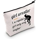WCGXKO Wrestling Gift Girl Wrestler A Regular Girl Only Way Tougher Zipper Pouch Makeup Bag, Beige