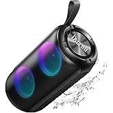 Bluetooth Speaker with 360°HD Stereo Sound, 2026 NEW Portable Wireless Speaker IPX7 Waterproof, HD Call, TWS Pairing, Built-in Mic, RGB Lights, 12H Playtime for Outdoors, Home/Travel/Praty Beach Gift