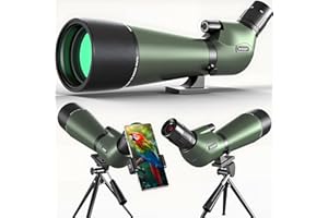 SFEOOT Spotting Scope 25-75x80 HD with Tripod Carrying Pouch and Quick Cell Phone Holder, Clear Image with BAK4 Prism Spotting Scopes for Target Shooting, (Green)