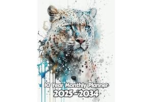 Watercolor Snow Leopard 10 Year Monthly Planner 2024-2033: Large 120 Month Calendar | Gift For People Who Love Forest Animals, Countryside Lovers | ... Work | 8.5 x 11 Inches | 241 Pages | v1