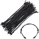 Beadthoven 20Pcs Black Waxed Cord Bracelets Strings Waterproof Adjustable Polyester Cord Braided Knot Rope Friendship Bracelets with Metal Loops for Jewelry Making DIY Crafts Findings Halloween