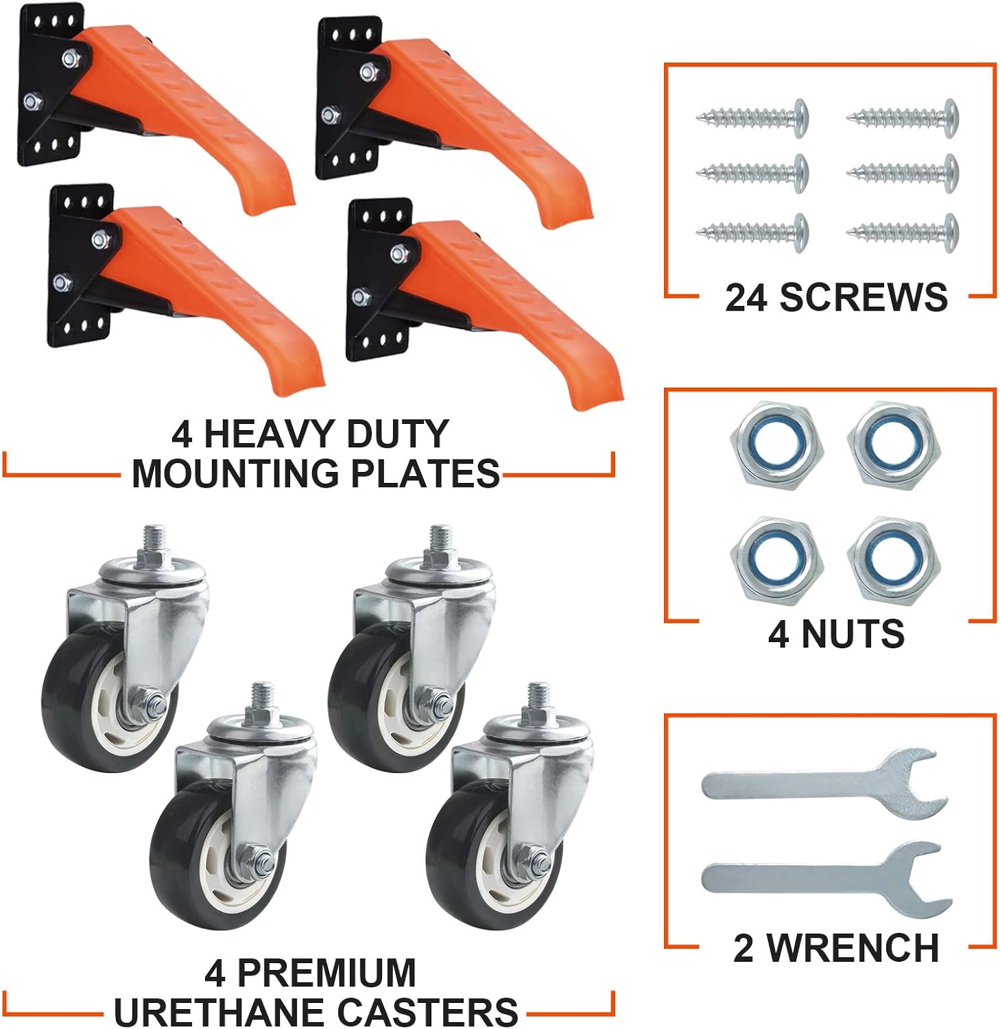 Ronlap Workbench Casters Kit 880 Lbs Capacity, 3" Extra Heavy Duty Retractable Casters 4 Pack, Side Mounted Adjustable Table Stepdown Casters - - 