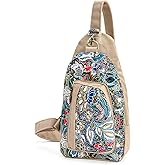 Black Butterfly Canvas Chest Bag, Small Chest Pack, Crossbody Bag for Travel, Inclined Shoulder Bag