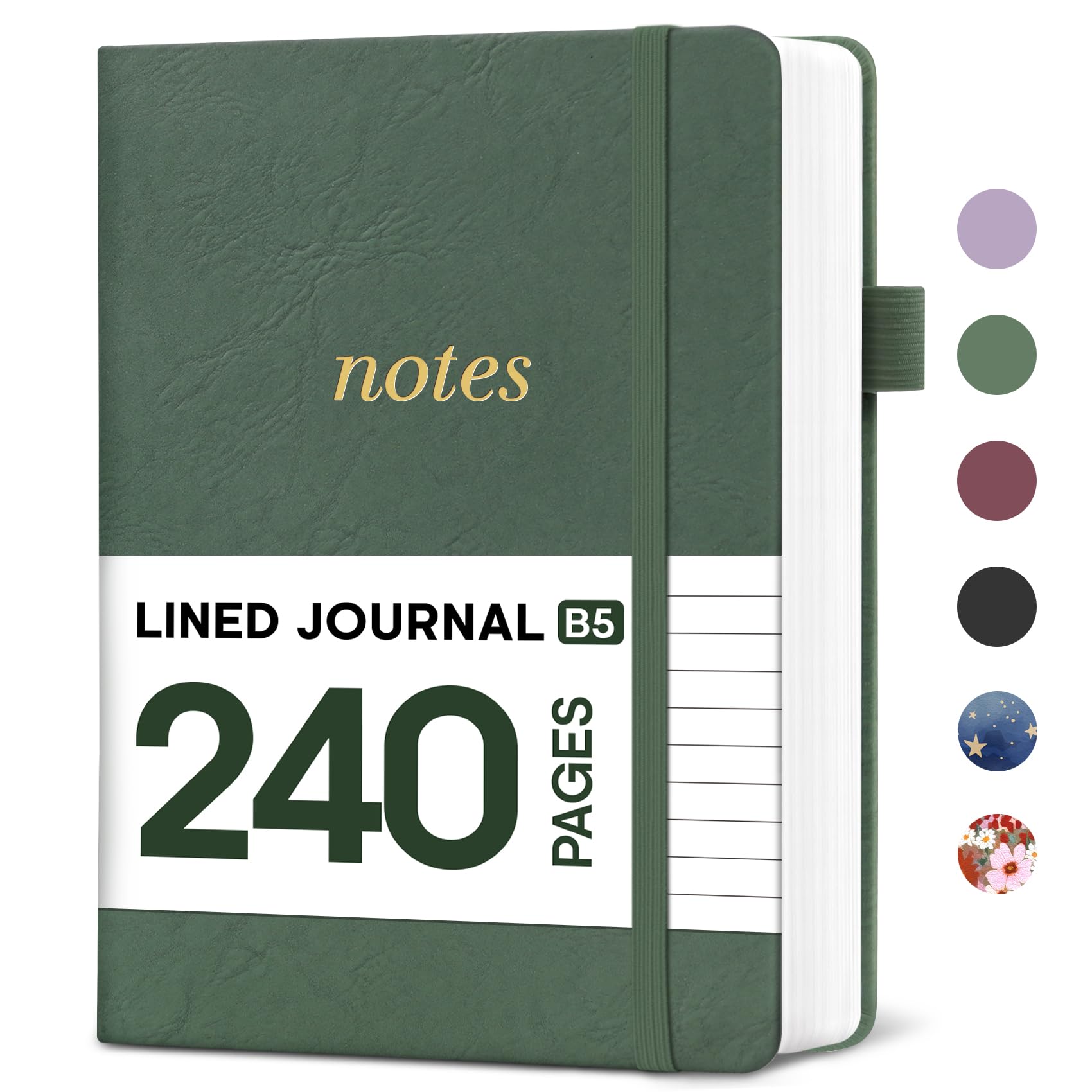 Photo 1 of Lined Journal Notebook for Women, 240 Pages Thick College Ruled Journal for Writing, Hardcover Notebook for Work & Note Taking, Perfect for Office Home School Supplies, B5(7.1" x 10"), Green
