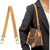 jiesinlov Vachetta Leather Replacement Bags Wide Strap Shoulder Short Brown Purse Straps for Speedy Graceful Pochette Diane or Handbag (BEESWAX-Width:0.70in&Length:25.6in)
