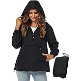 Avoogue Womens Rain Jacket with Hood,Pullover,Packable,Lightweight,Windbreaker,Waterproof,Breathable.