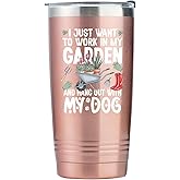 Onebttl Gardening Gifts for Women, Tumbler for Plant Lovers, Gardeners - 20oz Double Wall Vacuum Insulated Stainless Steel Cups - Gift for Birthday, Christmas - Dog