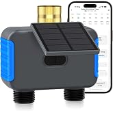 Grillum WiFi Solar Sprinkler Timer, 2 Zone Smart Bluetooth Hose Timers | Water Timer for Garden Hose with APP, Digital Irrigation System Compatible with Alexa Google, for Outdoor Garden Lawn