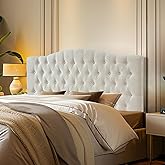 Furpopup Linen Queen Size Headboard Only, Upholstered Wall Mount, Ivory | 2 ways to use:Wall-mounted (for adjustable bed) and bed frame mounted, Easy to assemble, Classic button design headboard