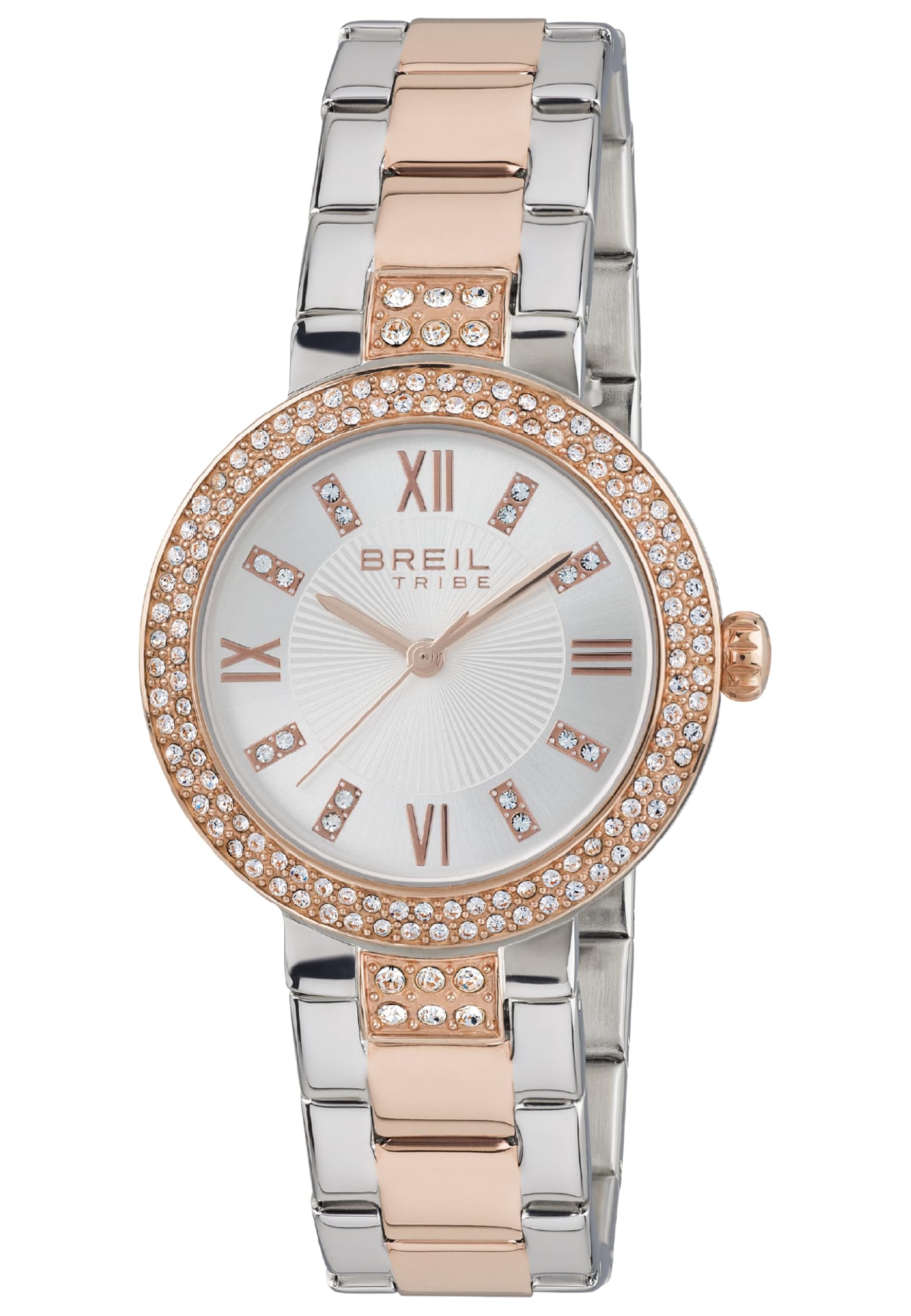 Breil - Women's Watch Dance Floor Collection EW0420, Ladies Watch Solo Tempo with Analogic Blue Dial with Crystals on Bezel, 2035 MIYOTA Movement, Stainless Steel Watch Band