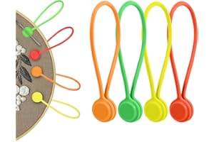 4pcs Silicone Fabric Clips Cable Ties, 4 Macron Colors Magnetic Needle Keeper Magnetic Cord Organizer Needle Holder Minders C