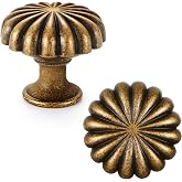FAPUAL Antique Brass Cabinet Knobs，10 Pack Solid Drawer Pulls for Dressers | Zinc Alloy，Screws Included，Single Hole，Smooth Feel，Vintage Cabinet Handles Hardware for Kitchen Cupboards Restyle