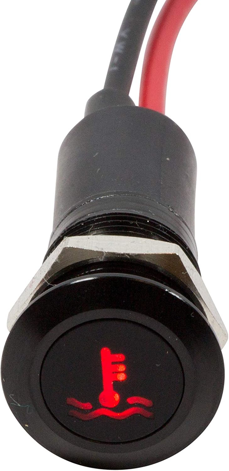 Alpinetech PLB12MS 12mm 1/2" 12V LED Metal Signal Indicator Pilot Dash Light (Temperature Warning)