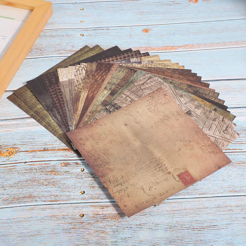 Vintage Scrapbooking Supplies, 48 Sheets Decorative DIY Scrapbooking Paper Album Scrapbook Pattern Greeting Cards Junk Journal Card Decorator for Scrapbook Journal DIY Arts Crafts