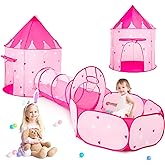 3pc Kids Play Tents for Girls with Ball Pit, Play Tunnel, Princess Tent for Kids, Toddler Pop Up Crawling Toys for Girl, Play
