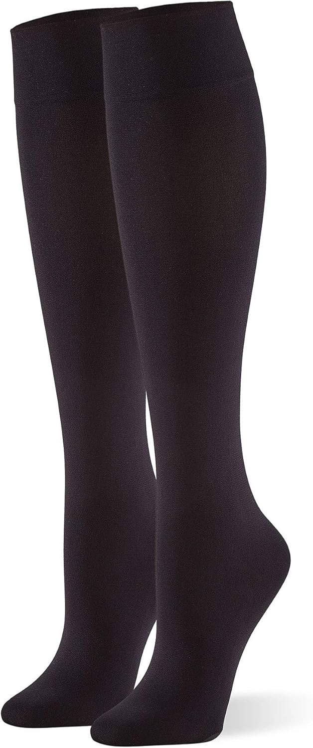 HUE Women's Cushioned Knee High Socks Casual, Black, One Size Amazon