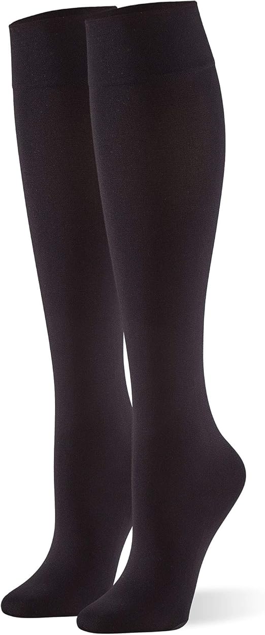 HUE Women's Cushioned Knee High Socks Casual, Black, One Size Amazon