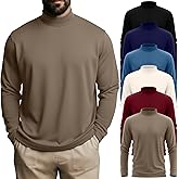 Oakgarden 6 Packs Mens Big and Tall Shirts Long Sleeve Mock Turtleneck Tops Pullover Lightweight Basic Tees