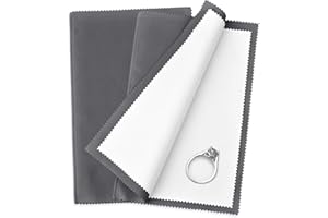 SEVENWELL 2pcs Jewelry Polishing Cleaning Cloth Large 10'' x 12'' for Sterling Silver Jewelry Gold, Diamond, Platinum, Precious Stones, Coins (Gray)