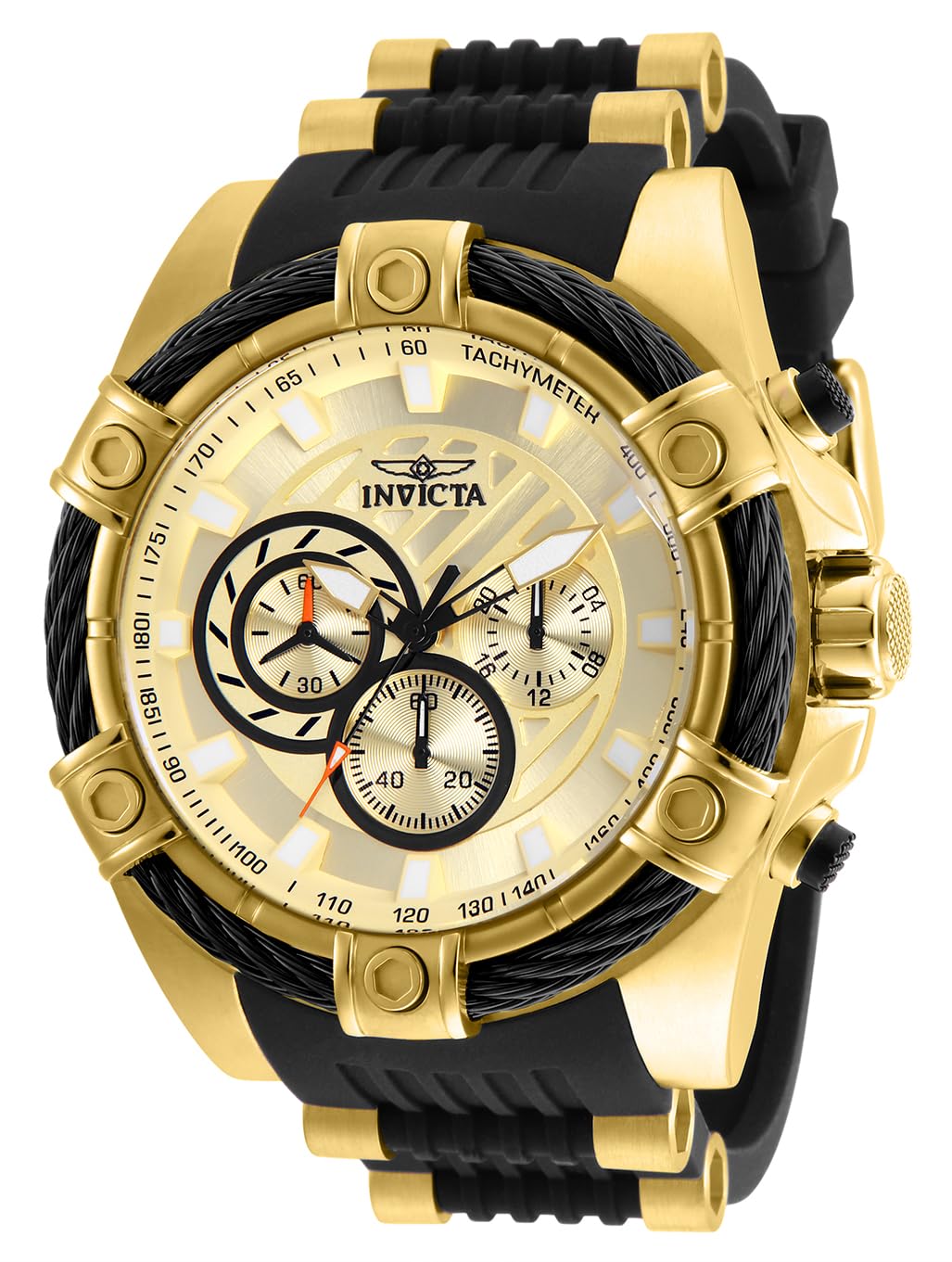 Invicta Bolt 25526 Men's Watch - Waterproof - Analogue - Quartz Movement - stainless steel with Gold dial - 52mm