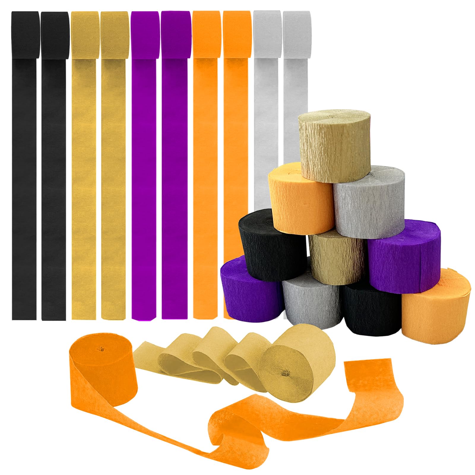 10 Rolls Crepe Paper Streamers Hanging Halloween Crepe Paper Roll Streamer Curtain Backdrop Hanging Tassels for Festival Party Halloween Decor — image 1