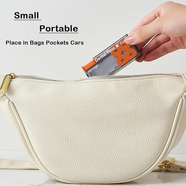 XMUINT PORTABLE DENTAL FLOSS PICKS DISPENSER,AUTOMATIC POP-UP STORAGE 10 PICKS CLEAN TEETH ORAL CARE BOX DENTAL FLOSS PICKS DISPENSER FOR EASY REFILLABLE ADULT FLOSS TRAVEL HOLDER CASE ORANGE PAINTING