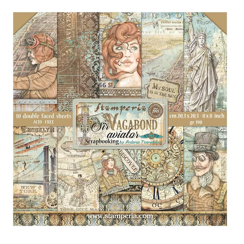 Stamperia International Mini Scrapbooking - Sir Vagabond - Aviator, White, (SBBS61)