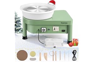 Huanyu Pottery Wheel Machine 25 cm/10" with Foot Pedal, Electric Ceramic Forming Machine with Detachable Basin DIY Art Clay Potter's Wheel for Beginners Adults at Home Pottery