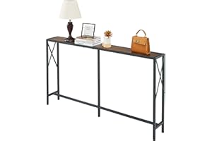 Gewudraw Console Table, 55.1" Narrow Sofa Table, Behind Couch Table, Entryway Table, Industrial Sofa Table for Hallway, Living Room, Bedroom, Long Console Table