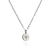 Annika Bella Sterling Silver Star Coin Pendant Necklace for Women, Length 17-19 Inches, Tarnish-Resistant, Everyday Cubic Zirconia North Star Celestial Necklace