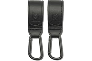 SMILEYBUBBLYBABY™ Universal Stroller Clips x2| Soft Vegan Leather Pram Hooks| Hang your shopping, Handbag and Baby Diaper Bag