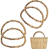 CHGCRAFT 4pcs Wooden D-Shaped Bamboo Bag Handle Replacements Handmade Bag Purse Making Handles for Bag Beach Bag Handbags Straw Bag Purse Handles Crafting, 4.72×5.91inch