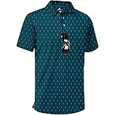 ZITY Men's Golf Shirts Short Sleeve Moisture Wicking Performance Print Patterns Casual Collared Golf Polo Shirt for Men