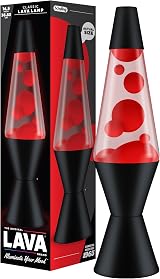 Lava Lamp 2317 Red Wax Clear Liquid Black Base Cap 14.5in Motion Lamp